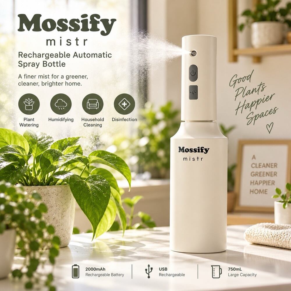 Mossify Mistr Rechargeable Automatic Spray Bottle 750mL Plant Mister USB